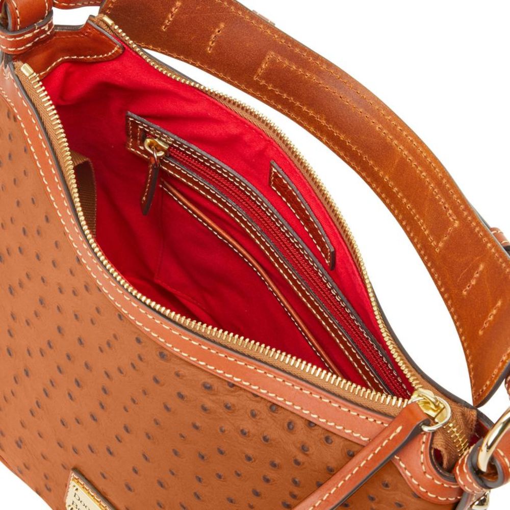Dooney & Bourke Ostrich Hobo Shoulder Bag - Caramel - Picture 3 of 4